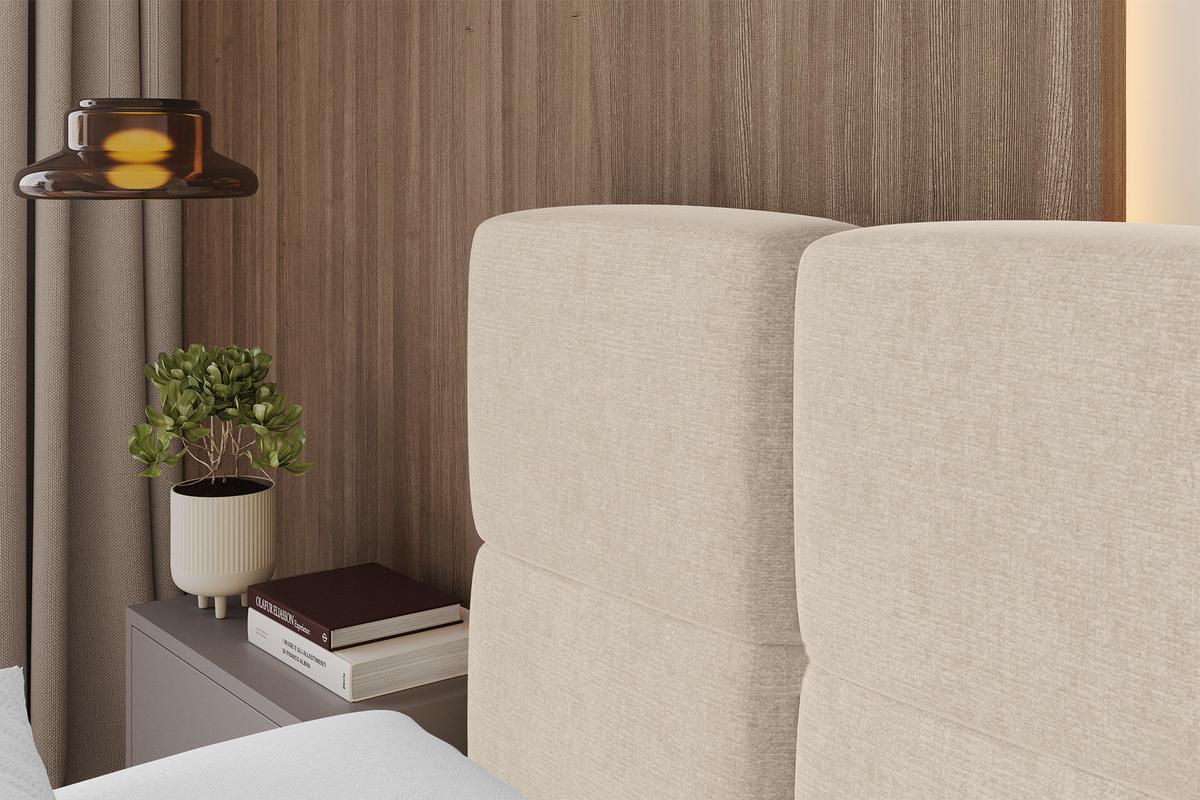 POLSTERBETT mit Bettkasten und Lattenrost, Bett mit Kopfteil, Boxbett ohne Matratze, Doppelbett mit Stauraum - NATA 120x200 Beige - Cappuccino, Holzwerkstoff/Textil (120/200cm) - ALTDECOR