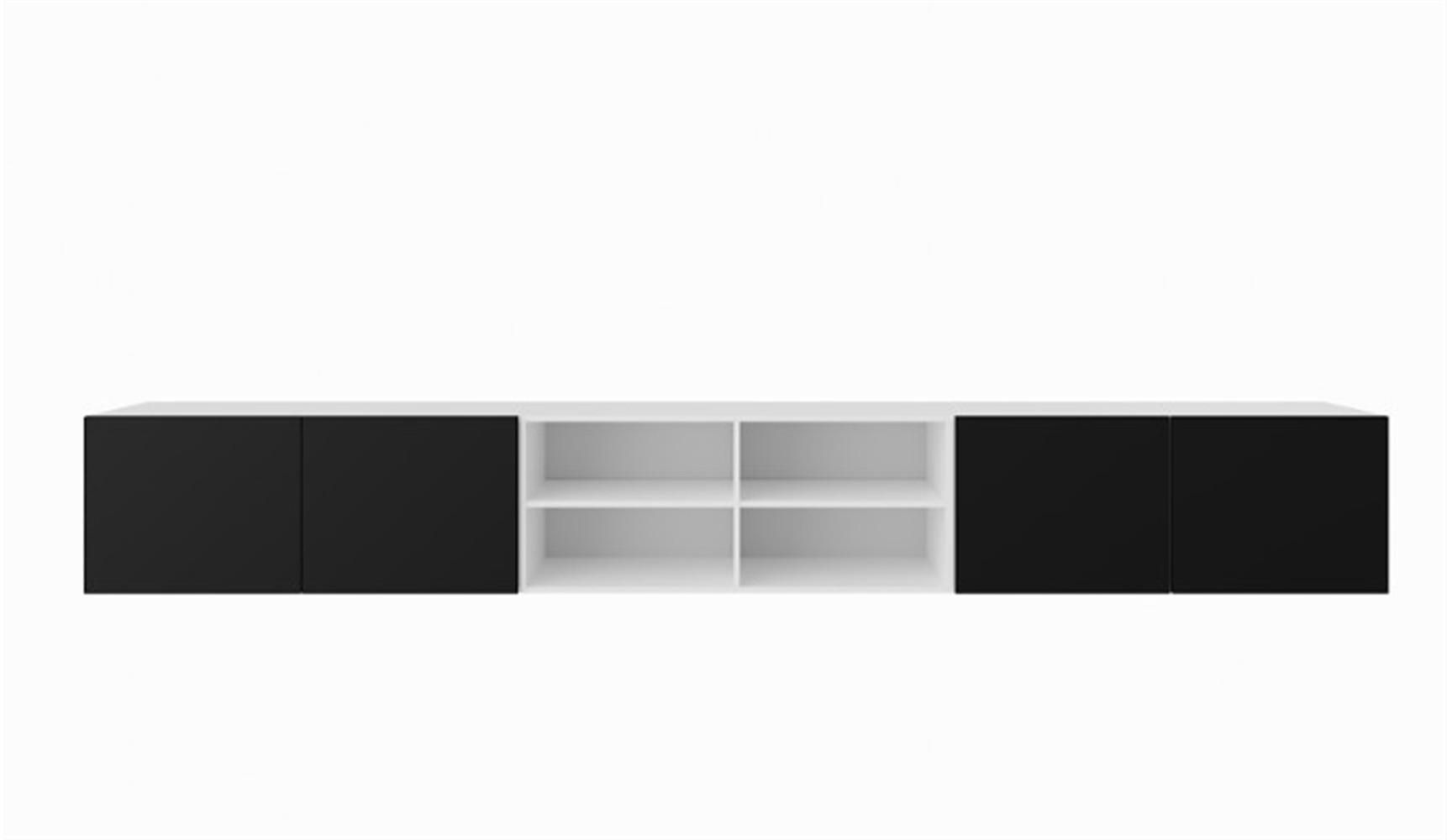 LOWBOARD MIVO 300/41/40 cm, Hängender TV-Schrank Weiß / Schwarz - Schwarz/Weiß, Holzwerkstoff (300/41/40cm) - MASSENO