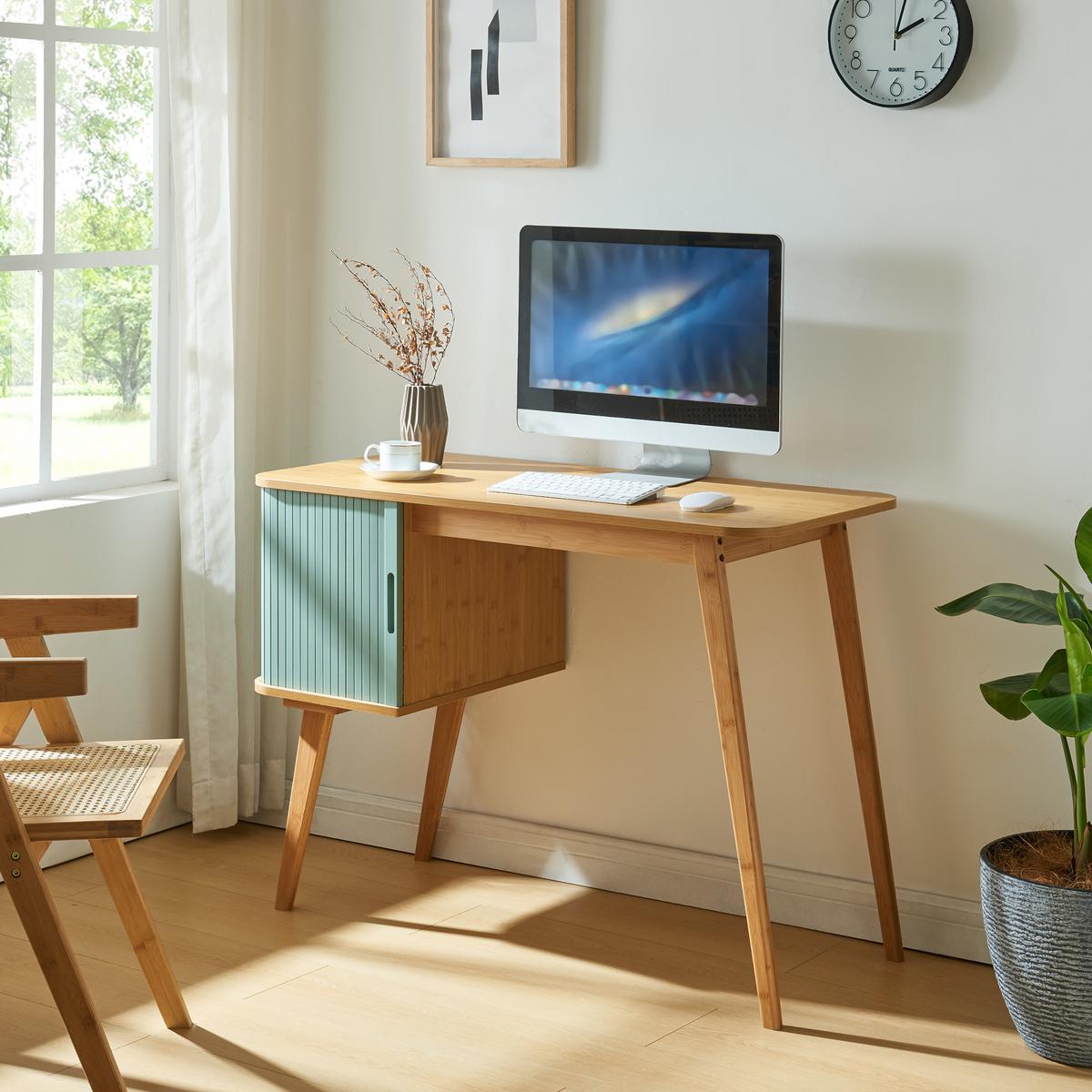 SCHREIBTISCH Tysvær - Blau, Holz/Holzwerkstoff (48/105/75cm) - [en.casa]