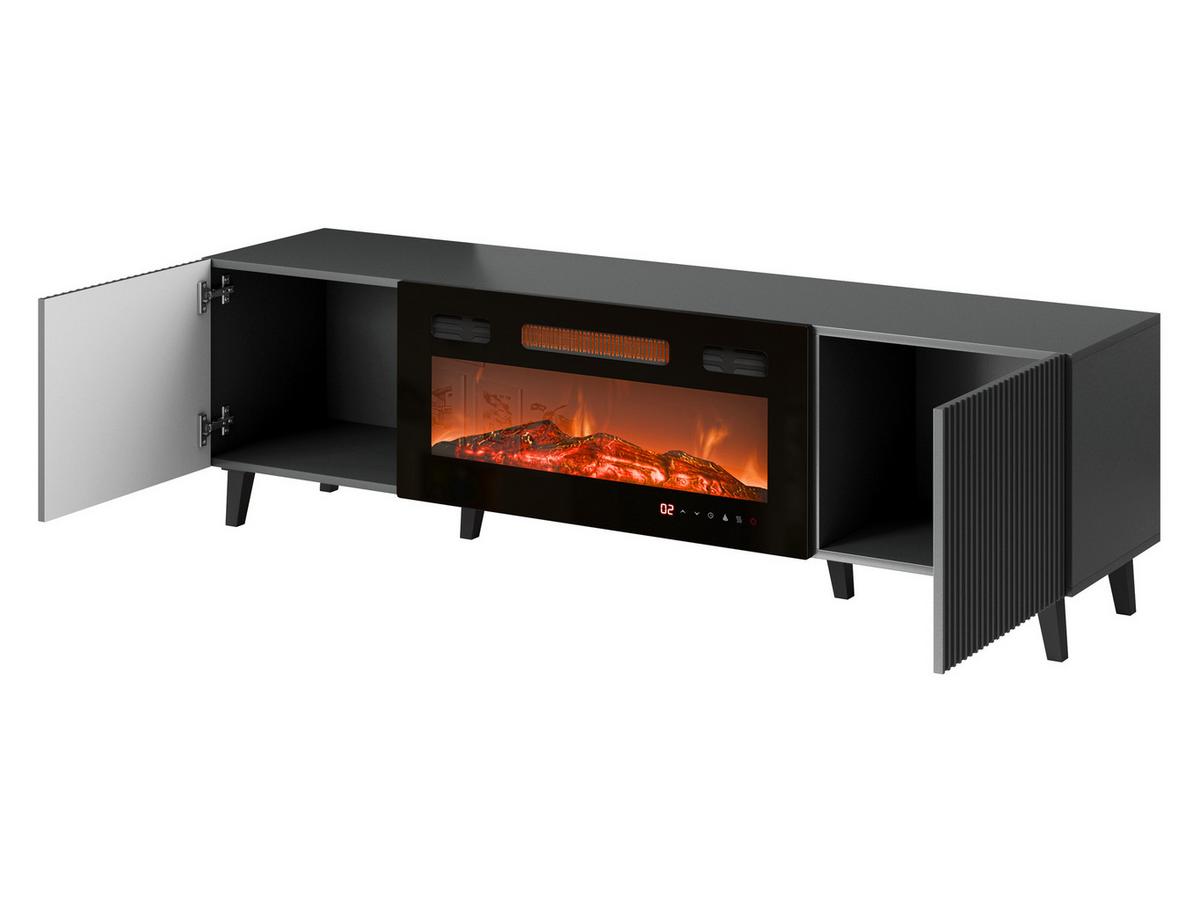 TV-ELEMENT Vamos Grey 180 mit Kamin - Anthrazit/Schwarz, Holzwerkstoff/Kunststoff (181/50/42cm) - MIRJAN24