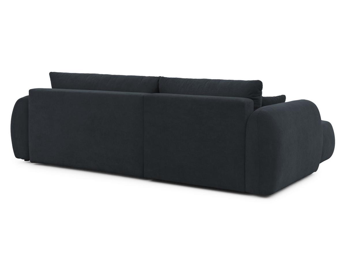 ECKSOFA Loretto aus natürlichem Schwarz Webstoff mit Schlaffunktion, Bettkasten und tiefen Steppungen in Bubble-Optik - Schwarz, Holz/Kunststoff (180/275cm) - S-Style