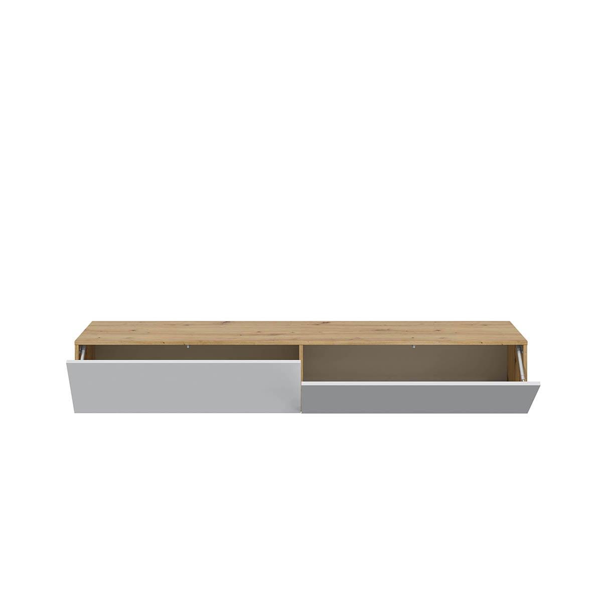 HÄNGESCHRANK mit 2 Klappen und 2 Aufbewahrungsnischen L180 cm - Kaway - Eichefarben/Weiß, Holzwerkstoff (34.5/28/34.5cm) - Calicosy