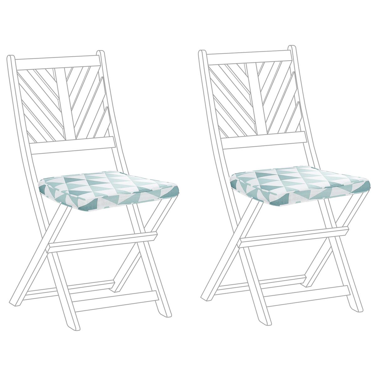 GARTENSTUHLKISSEN 2er-Set Hellblau 37/34 cm Terni - Blau/Weiß, Textil (37/5/34cm) - Beliani