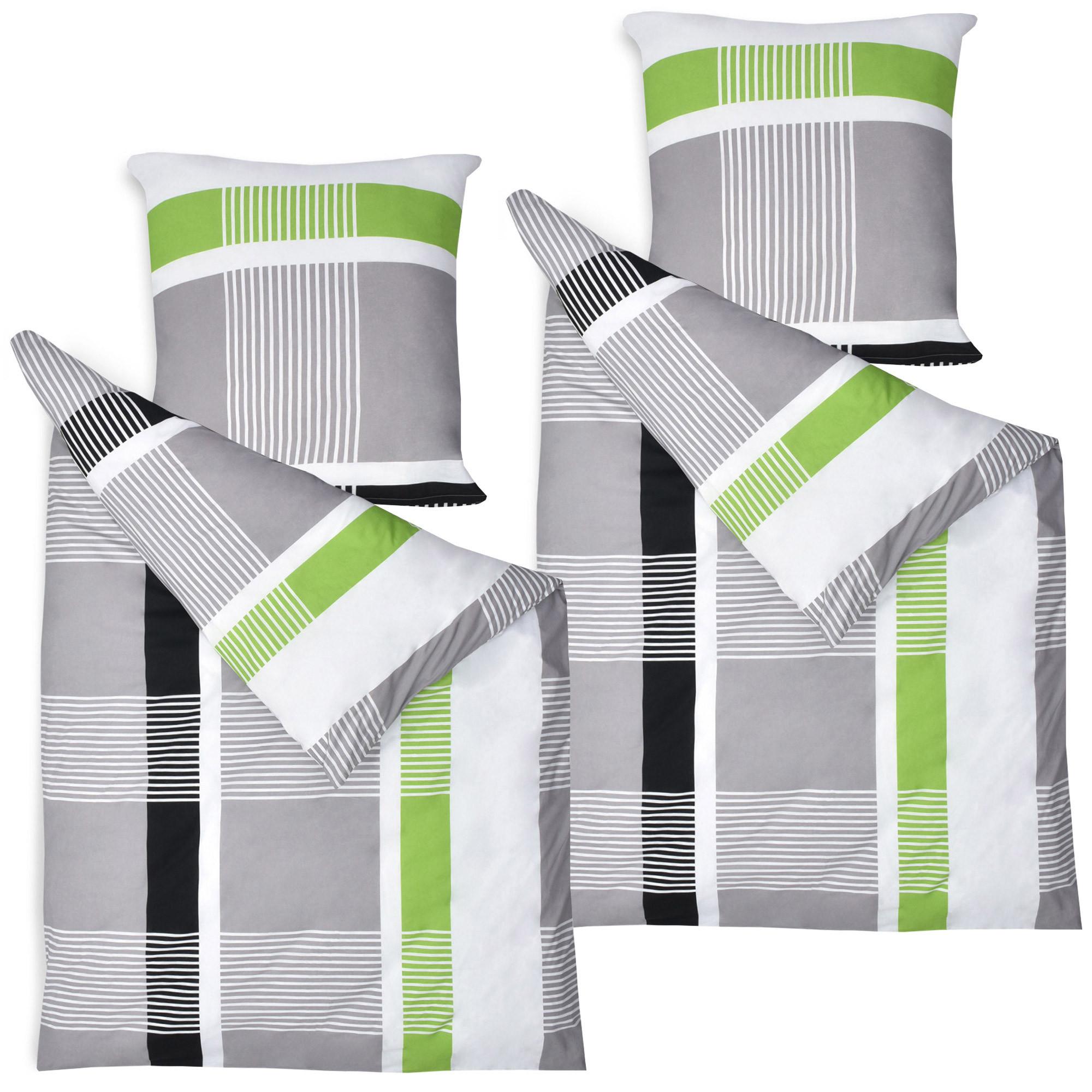 BETTWWÄSCHE Dana 155/220 cm + Kissenbezug 80/80 cm Gestreift Renforcé 2er Set - Multicolor, Textil (155/220cm) - Beautissu 