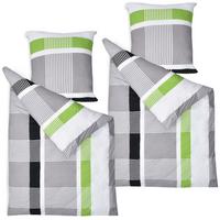 BETTWWÄSCHE Dana 155/220 cm + Kissenbezug 80/80 cm Gestreift Renforcé 2er Set - Multicolor, Textil (155/220cm) - Beautissu 
