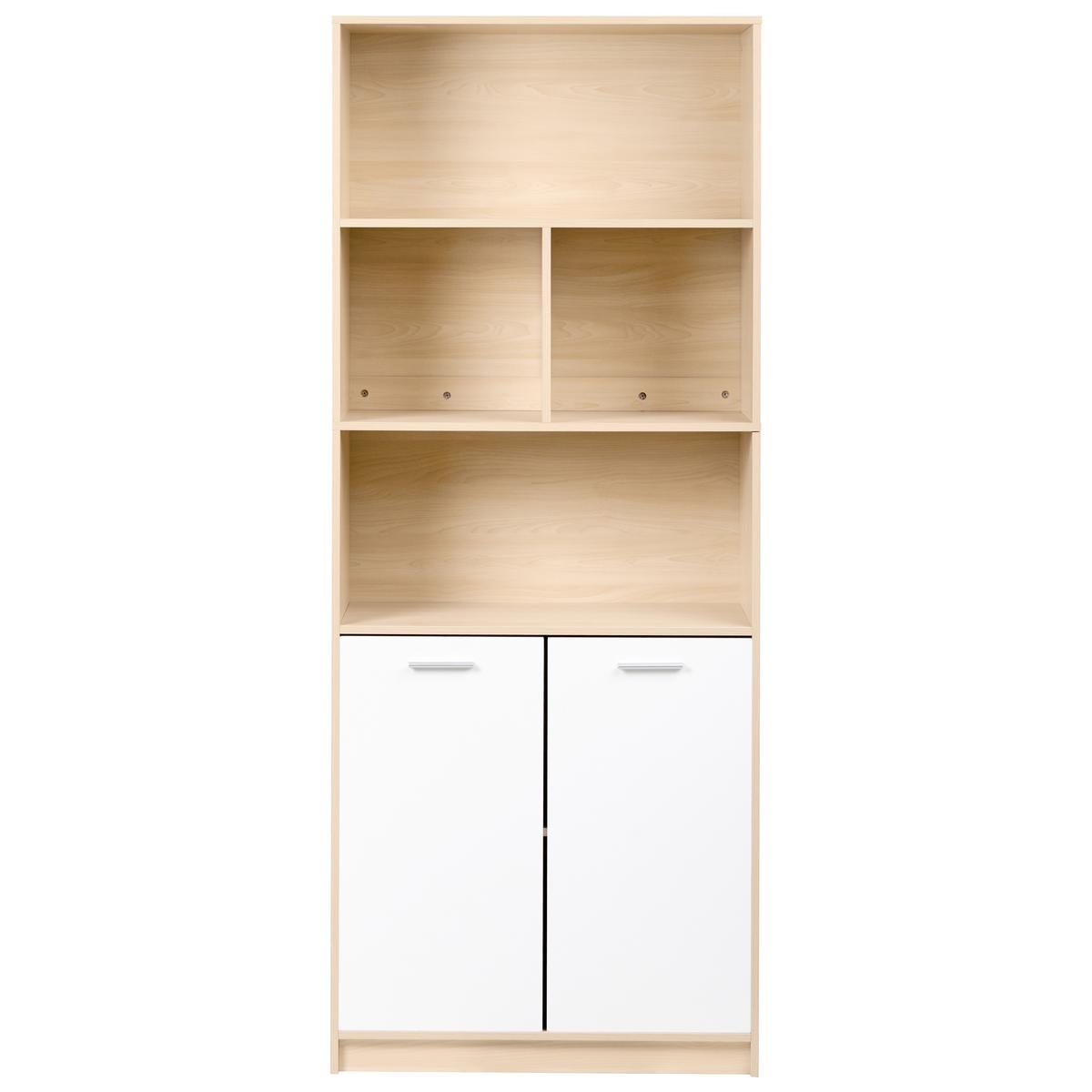 BÜCHERREGAL mit 2 Türen Hellbraun/Weiß Zehna - Hellbraun, Holzwerkstoff (80/197/40cm) - Beliani