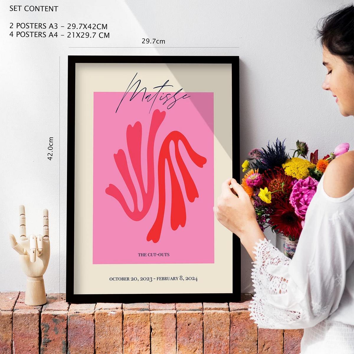 POSTER Set Mit 6 Matisse Sammlung Von Platten Mit Ästhetischer Collage Für Innendekoration A3 & A4 Rahmenlos - Klar, Papier (29/3cm) - Nacnic