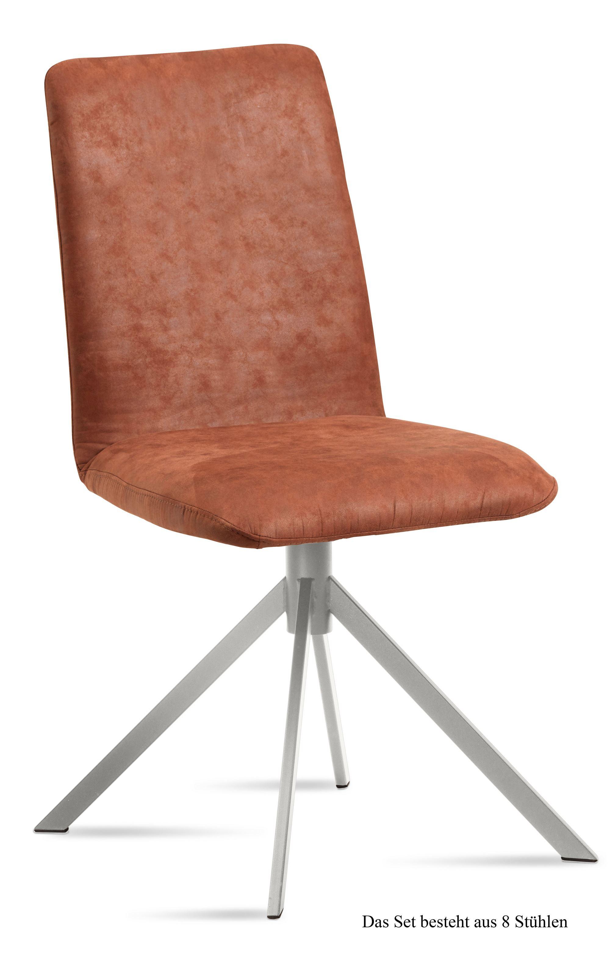 ESSZIMMERSTUHL (8er-Set) Dorice 47x92x60 Edelstahl/Cognac - Edelstahlfarben/Cognac, Kunststoff (60/92/47cm) - 58aufmkessel