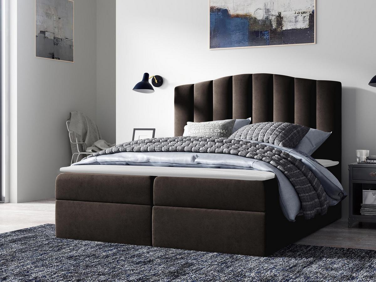 BOXBETT Lindos - H3 - Dunkelbraun, Holz (160/200cm) - MIRJAN24