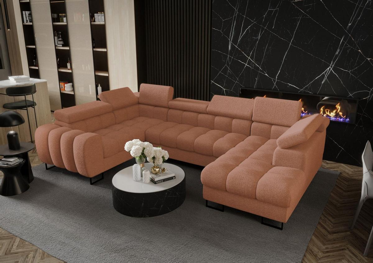 WOHNLANDSCHAFT Bastien - Orange, Holzwerkstoff/Textil (350/95/195cm) - Fun Möbel
