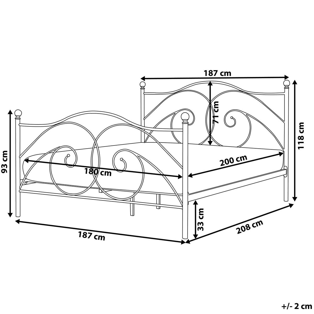 METALLBETT 180/200cm Weiß Dinard - Weiß, Metall (180/200cm) - Beliani