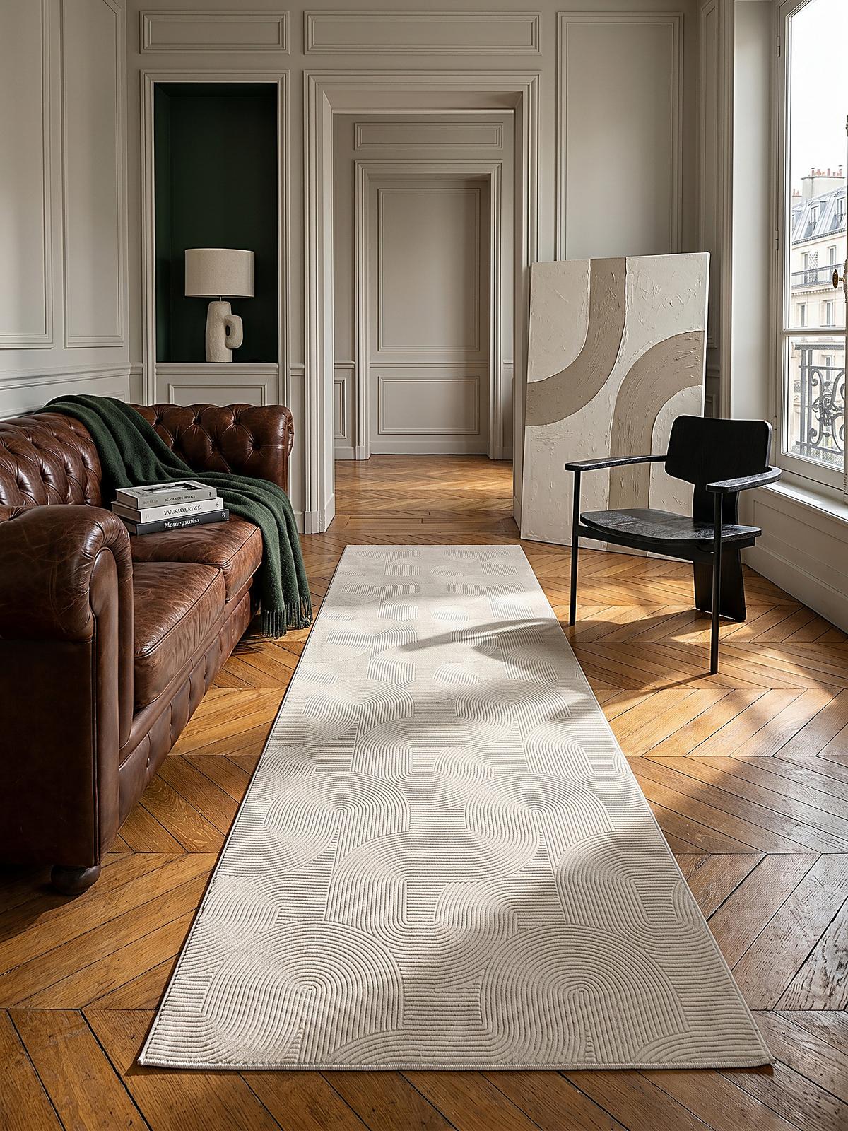 TEPPICHLÄUFER Antirutsch Geometrisch DALAR Polypropylen Creme 80 x 150 cm - Beige, Textil (80/150cm) - KADIMA DESIGN