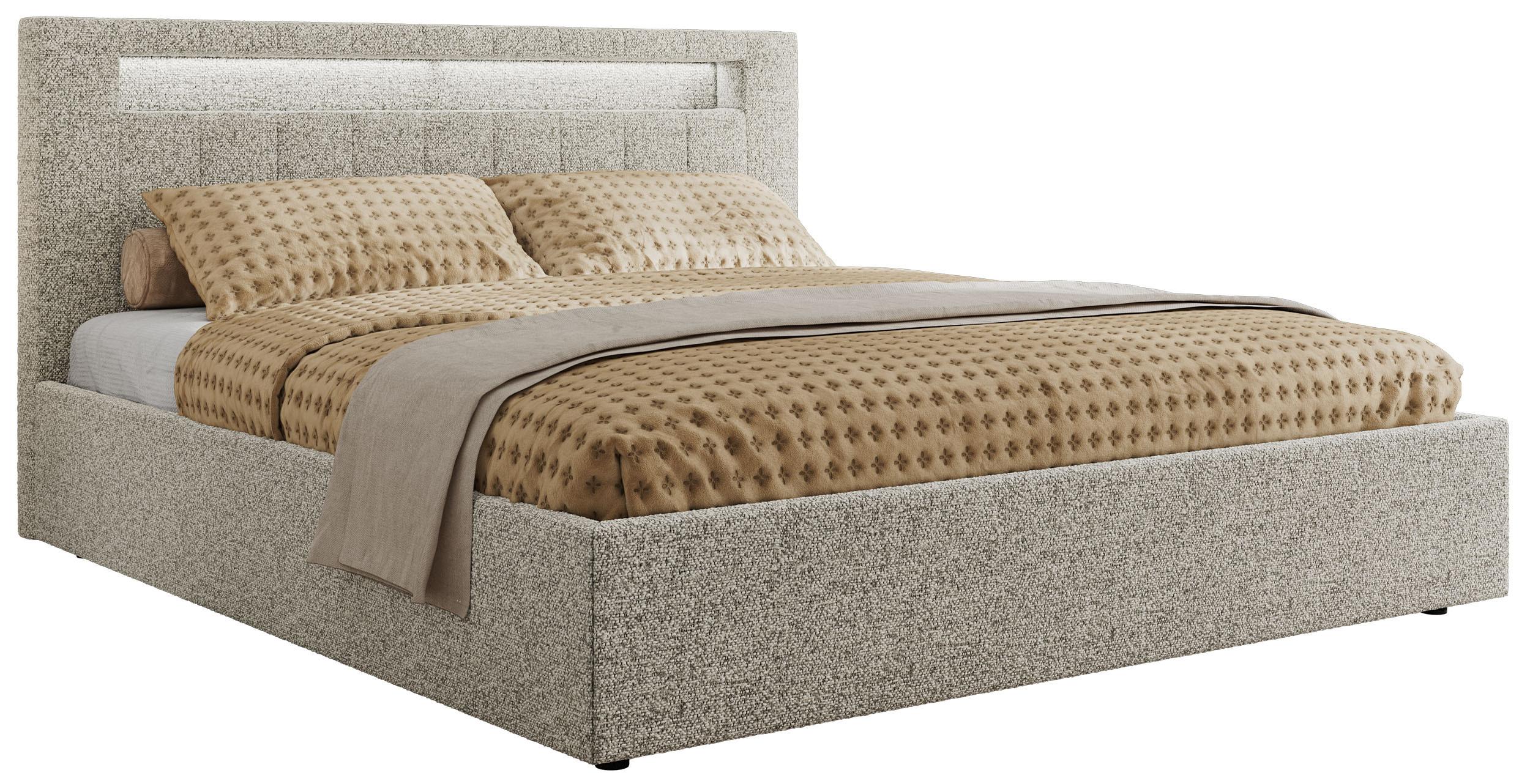 POLSTERBETT GOLD 5 CLASSIC 140/200 - Hellgrau Strukture - Schaum-Matratze - Hellgrau, Textil (140/200cm) - MKS