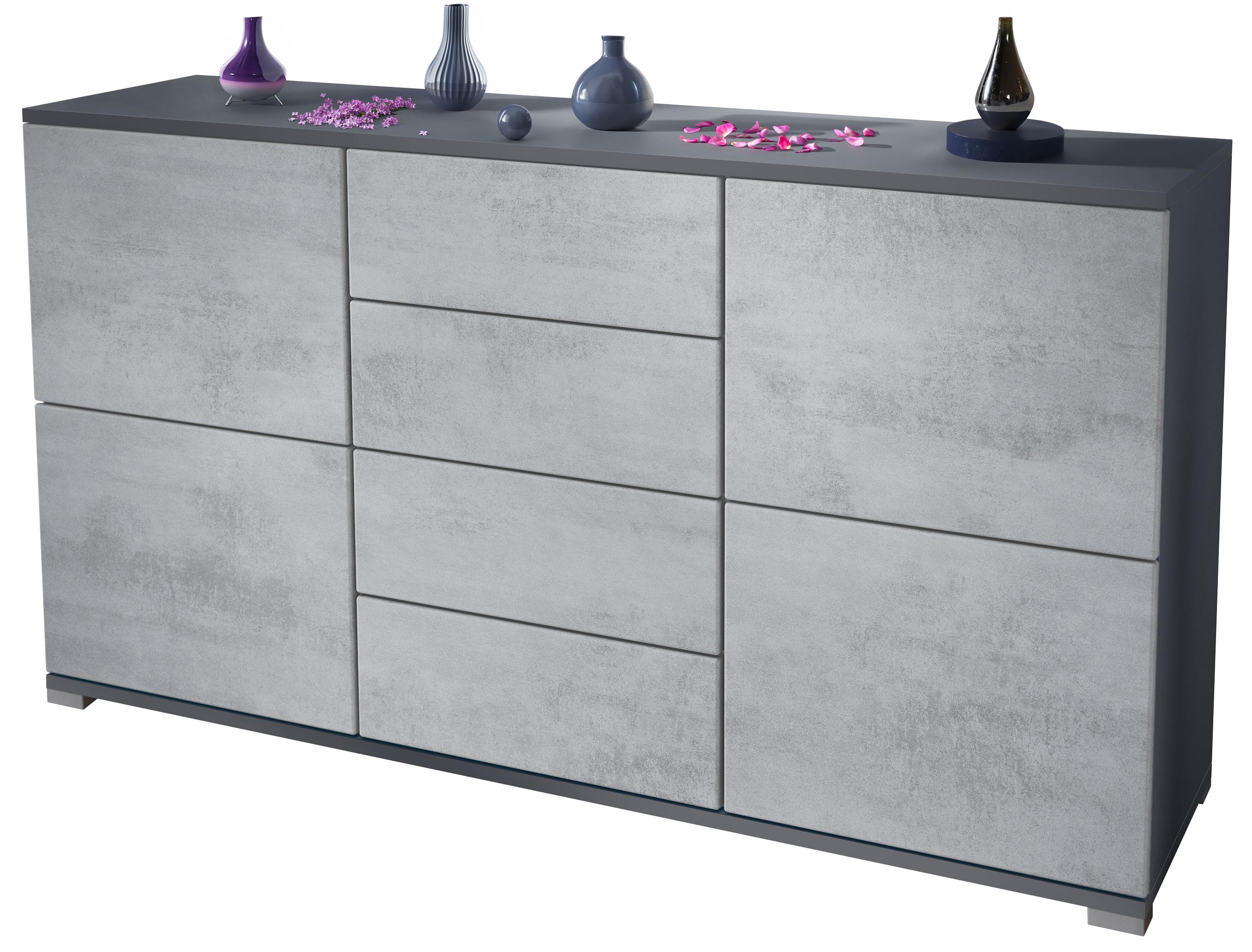 SIDEBOARD Rova Beton Oxid Optik - Hellgrau, Holzwerkstoff (138.5/75.5/35cm) - Vladon