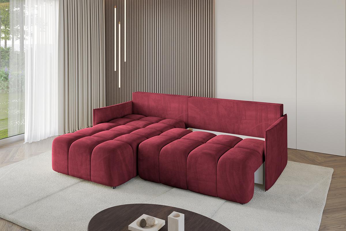 ECKSOFA Ottomane links LONLI-L 251x189x68 Bordeaux Velours - Bordeaux, Holzwerkstoff/Kunststoff (251/189cm) - ALTDECOR