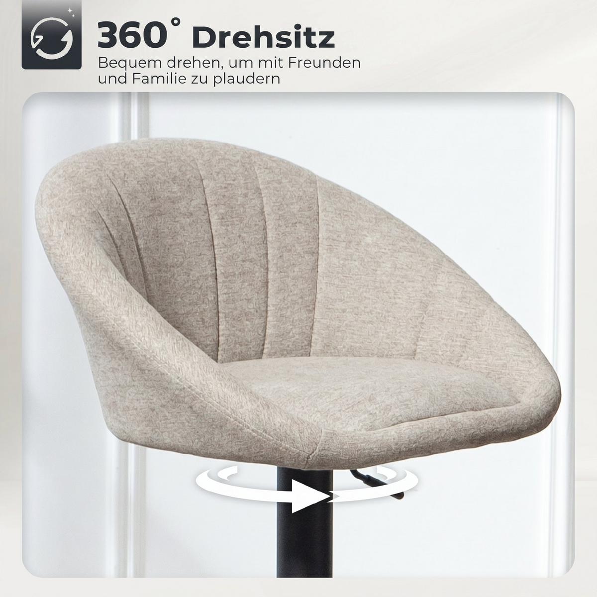 BARHOCKER 2er Set Polyester Beige - Beige/Schwarz, Textil/Metall (46/103/53.5cm) - HOMCOM
