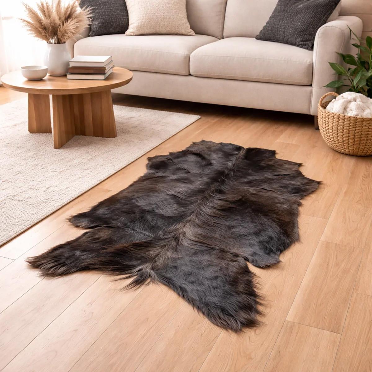ZIEGENFELL Naturfell weich geruchsneutral Schnäppchen Braun ca. 125 cm - Dunkelbraun/Braun, Fell (75/125cm) - Provellus