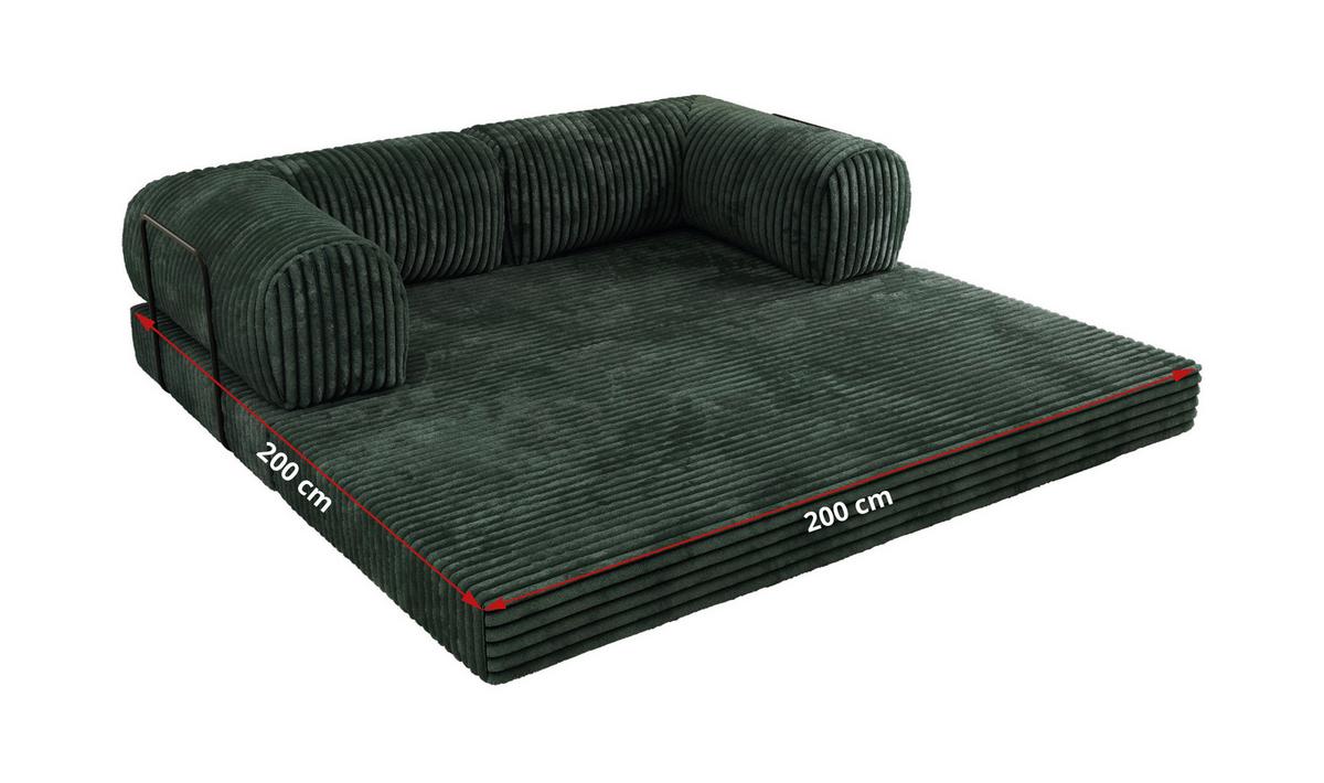 3-SITZER SOFA ORSETTO - Dunkelgrün Cord - Dunkelgrün/Schwarz, Textil/Metall (200/70/100cm) - MKS