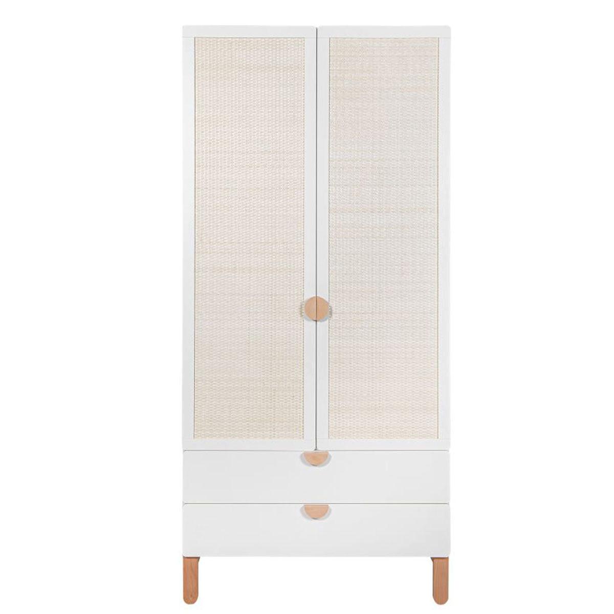 SCHRANK 2 Türen Laurie Weiß und Holz - Weiß, Holzwerkstoff (89.5/198/50cm) - Petits-meubles