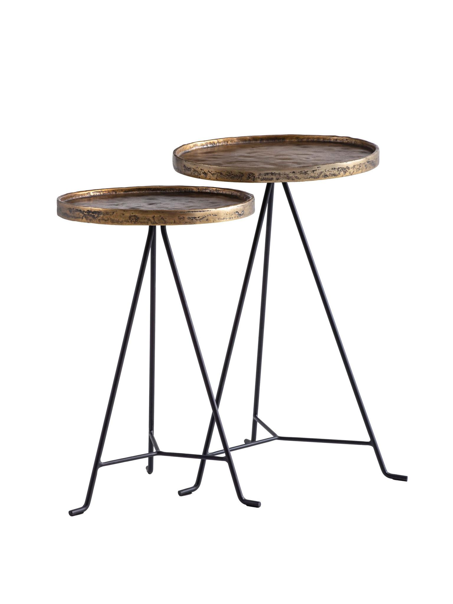 BEISTELLTISCHE 2er-Set IMOLA, Aluminium, Schwarz-Gold, Ø 38 x 62,5 cm - Goldfarben/Schwarz, Metall (38/38/62.5cm) - KADIMA DESIGN