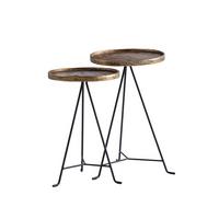 BEISTELLTISCHE 2er-Set IMOLA, Aluminium, Schwarz-Gold, Ø 38 x 62,5 cm - Goldfarben/Schwarz, Metall (38/38/62.5cm) - KADIMA DESIGN