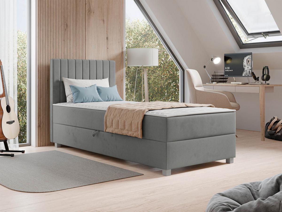 BOXBETT Viki - H3 - Silberfarben/Grau, Holzwerkstoff/Kunststoff (90/200cm) - MIRJAN24