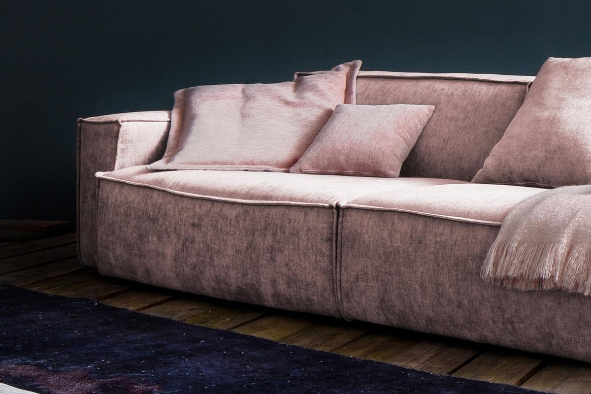 RIESENSOFA SAMU Pink Webstoff - Schwarz/Rosa, Textil (418/72/106cm) - KAWOLA