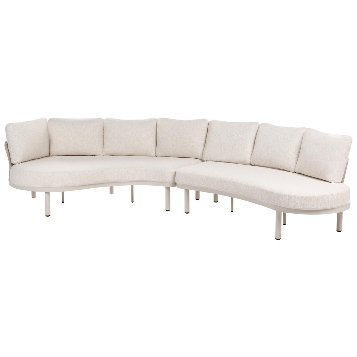 GARTENSOFA 6-Sitzer mit Tischen Metall Hellbeige Oriolo - Beige, Metall (352/84/120cm) - Beliani