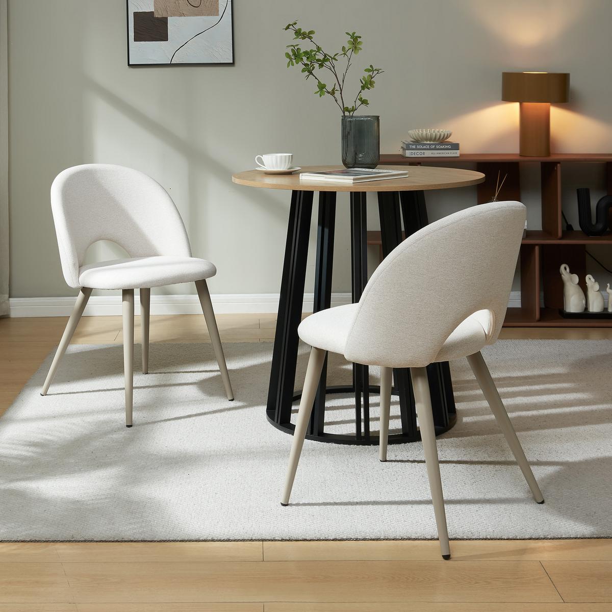 ESSZIMMERSTUHL-SET 2 TLG. Karijoki - Beige, Textil/Metall (50/77/55cm) - [en.casa]
