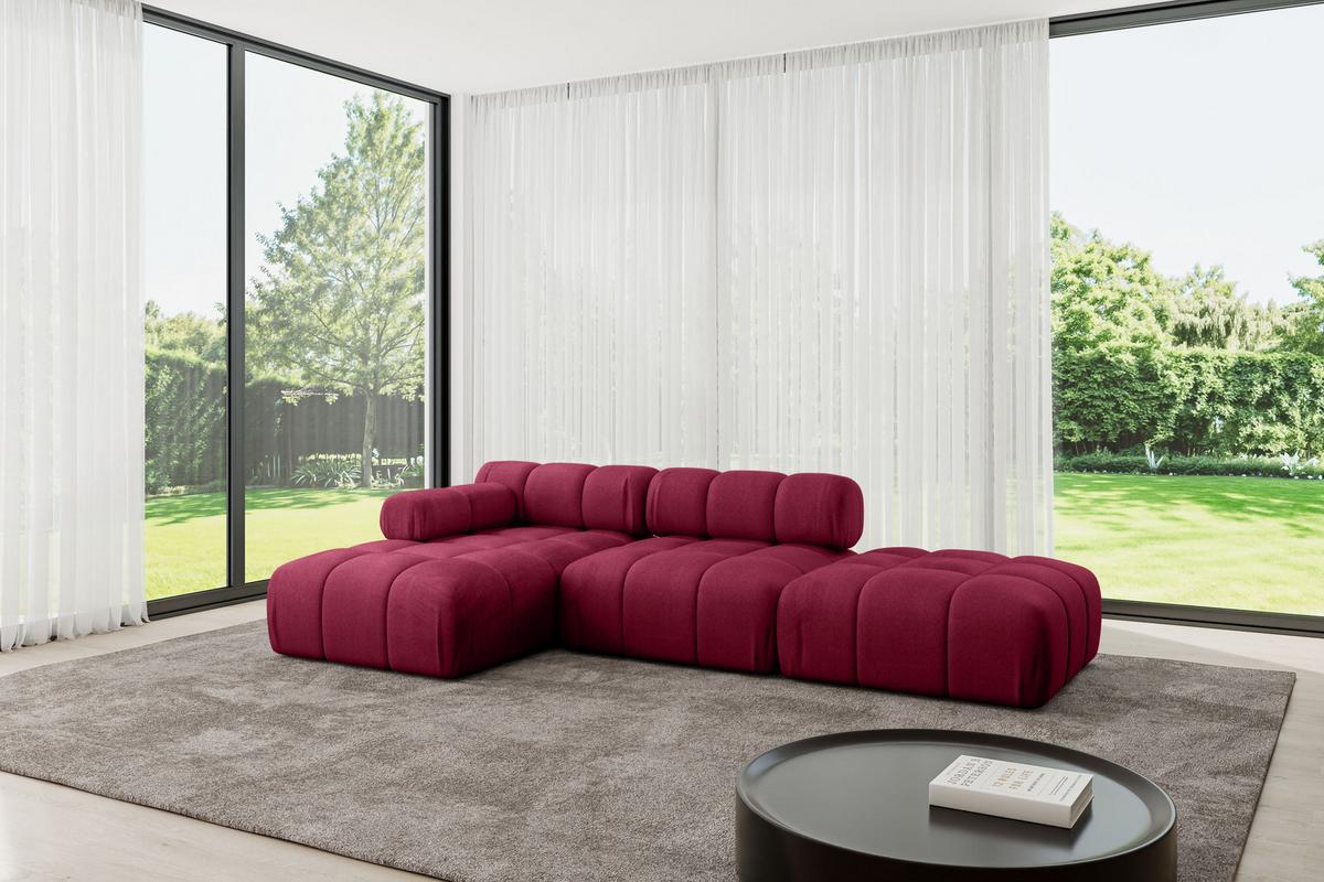 ECKSOFA modulares Sofa Lizur-L1 - 285x160x70 cm Bordeauxrot Velours - Bordeaux, Holzwerkstoff/Textil (285/160cm) - ALTDECOR