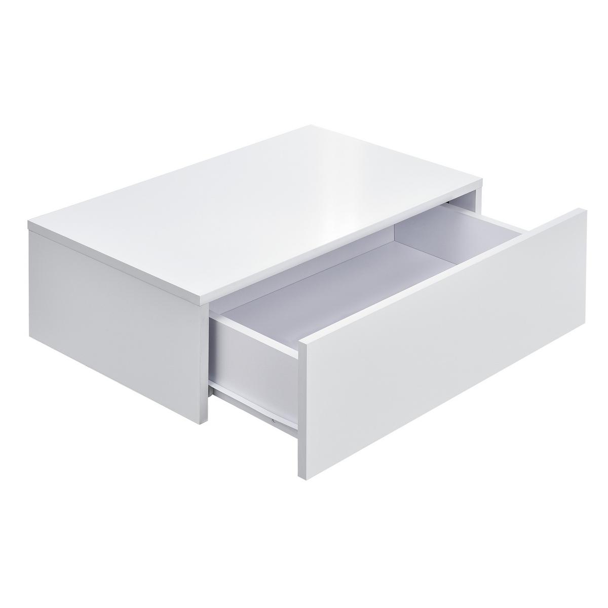 NACHTTISCH Oslo, 2er Set, hängend, mit Schublade - Weiß, Holzwerkstoff (46/15/30cm) - [en.casa]