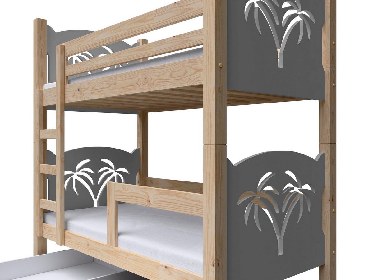 ETAGENBETT LEONE mit Bettkasten 80x180 cm Kieferfarben - Kieferfarben/Grau, Holz (80/180cm) - MASSENO