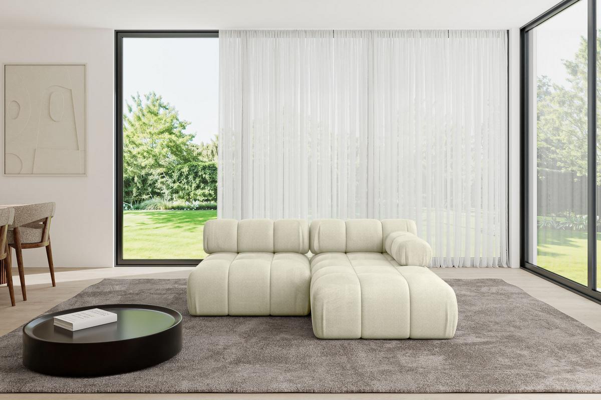 ECKSOFA modulares Sofa Razon-L1 - 190x160x70 cm Beige Velours - Beige, Holzwerkstoff/Textil (190/160cm) - ALTDECOR