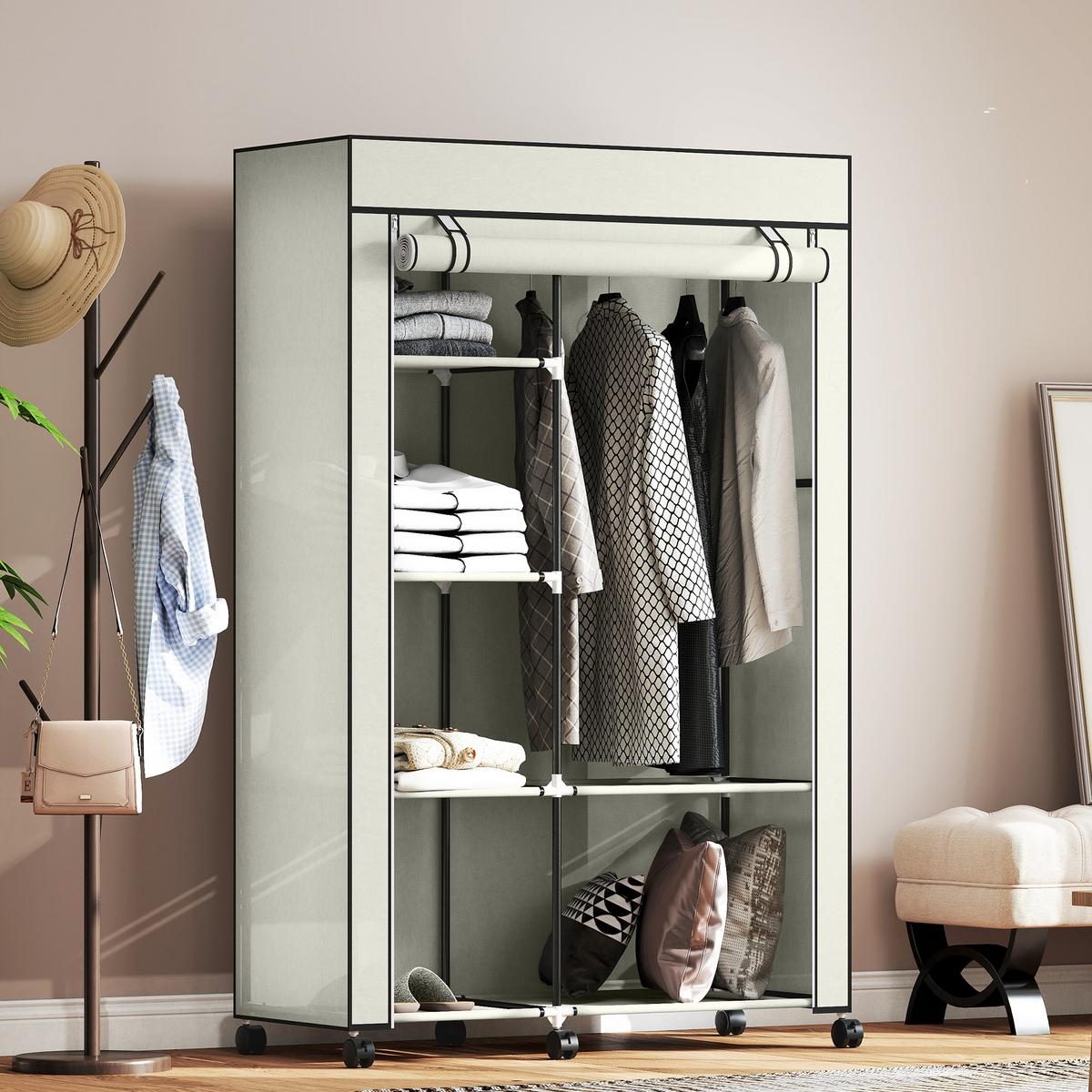 KLEIDERSCHRANK Stoffschrank Creme - Creme, Metall (43/162.5/103cm) - HOMCOM