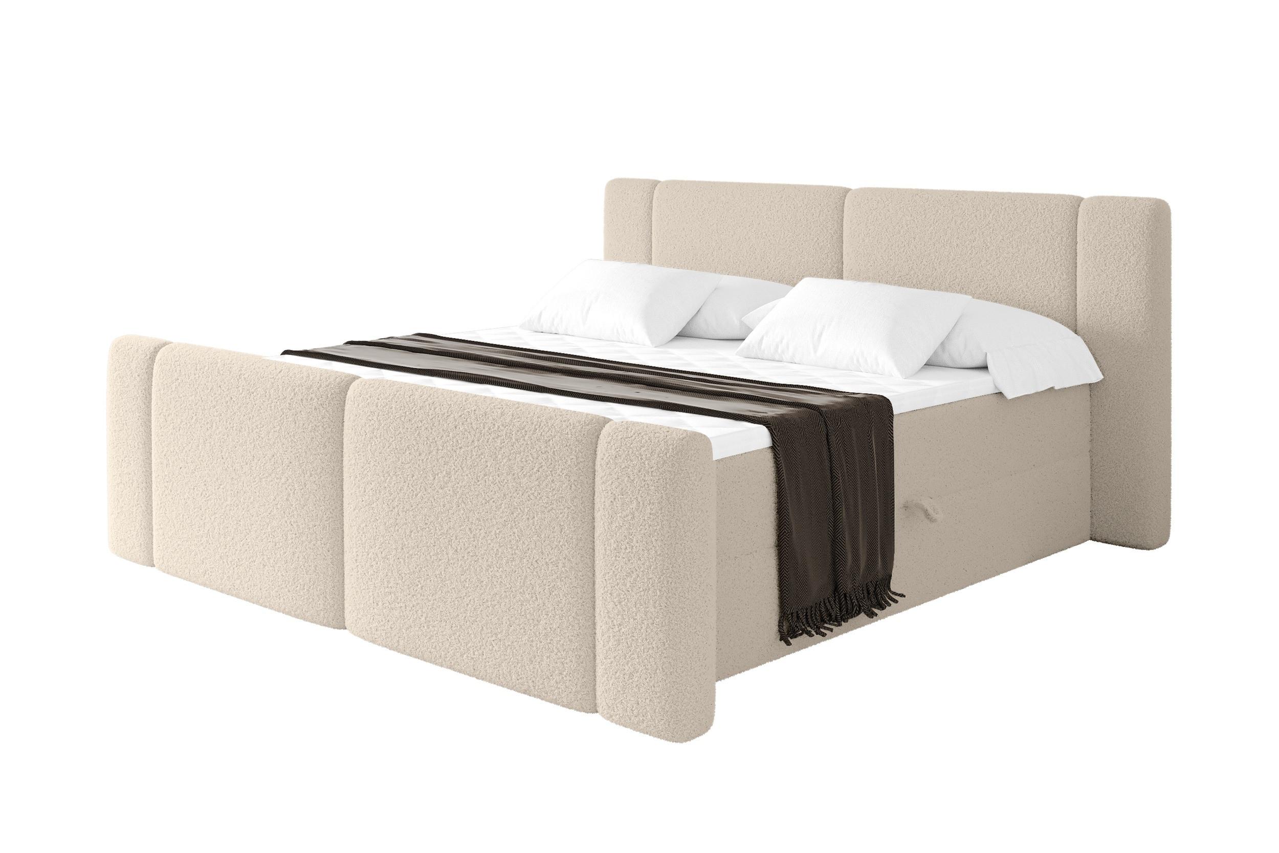 BOXBETT mit Matratze H4 - EVON Zanozek - 180x200 cm Dunkelbeige - Cappuccino, Holzwerkstoff (180/200cm) - ALTDECOR