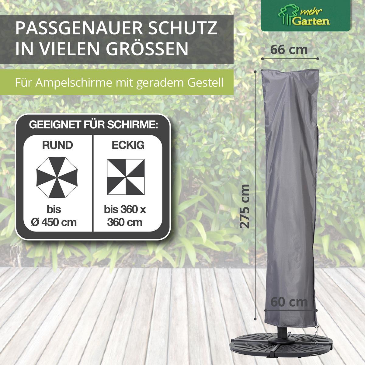 SCHUTZHÜLLE für Ampelschirm Gestell gerade SHP-20158 - Grau, Kunststoff (66/275/1cm) - mehr Garten