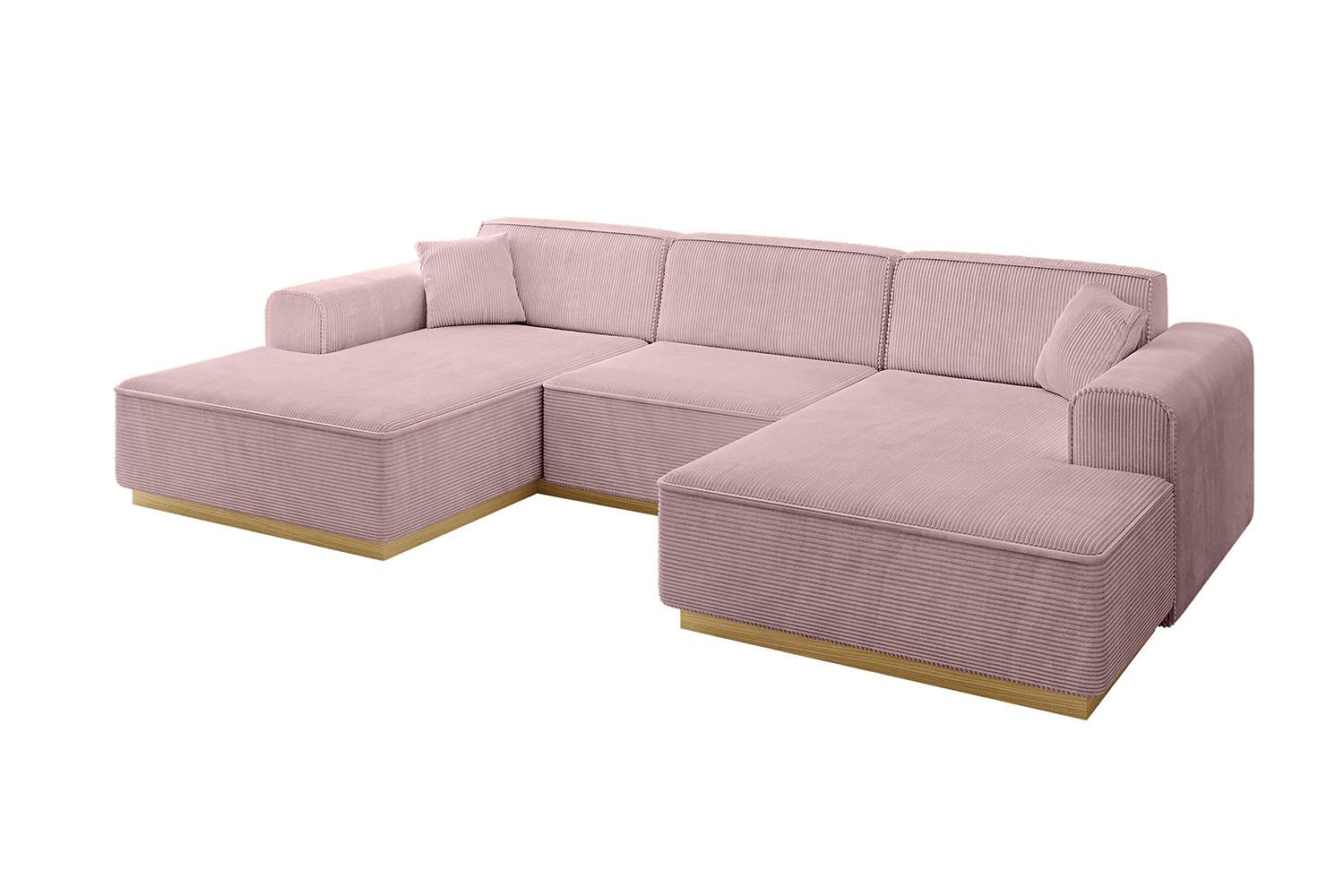 WOHNLANDSCHAFT IREA-U1-v2 - 301x165x80 cm Rosa - Rosa, Holzwerkstoff/Textil (301/80/165cm) - ALTDECOR