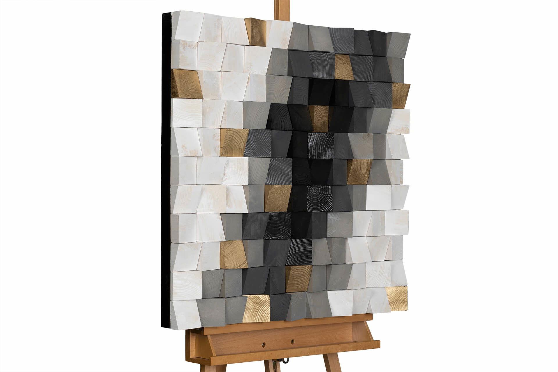 HOLZBILD Grau 75/75 cm - Schwarz/Grau, Holz (7/75cm) - KUNSTLOFT