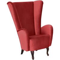 HOCHLEHNSESSEL Kailey Bezug Samtvelours Buche nussbaum dunkel / ziegel - Rot, Kunststoff (96/122/89cm) - 58aufmkessel