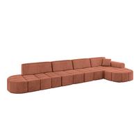 ECKSOFA Ottomane Rechts LIVO-L3 - 422x173x79,5 cm Apricot - Koralle, Holzwerkstoff/Textil (422/173cm) - ALTDECOR