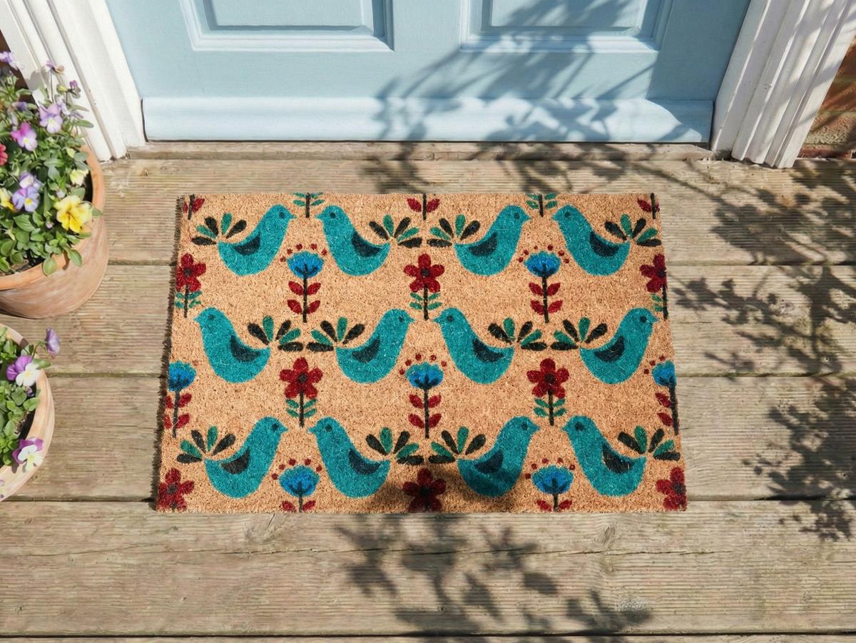 FUSSMATTE Bunt 45/75 cm Vogel Kokosfasern Tanana - Multicolor, Textil (45/75cm) - Beliani