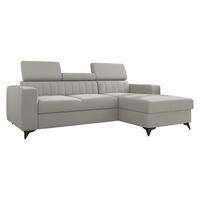 ECKSOFA Milano, Seite: Rechts 2R+LC - Hellgrau/Schwarz, Holz/Textil (236/172cm) - MIRJAN24