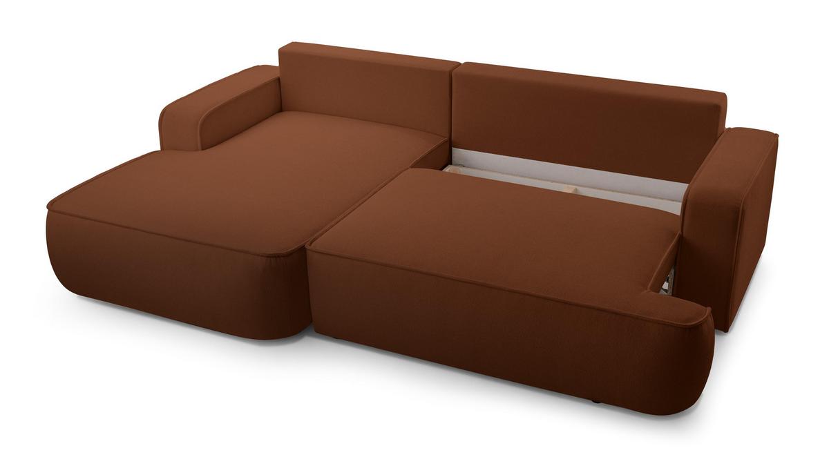 ECKSOFA L Form Ablia Ziegelrot 267/168/87 cm mit Schlaffunktion L - Dunkelorange/Schwarz, Kunststoff/Textil (168/267cm) - AX Living