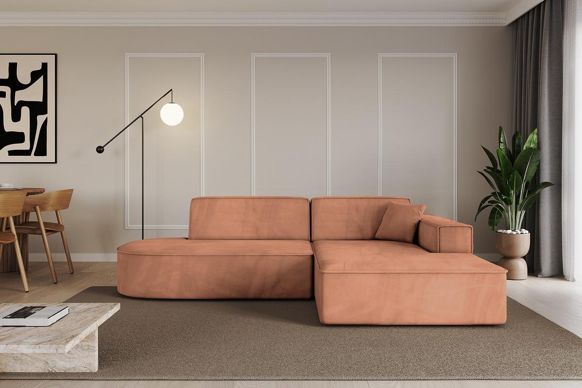 ECKSOFA Ottomane Rechts IREA-L1-v4 - 234x171x79 cm Koralle - Koralle, Holzwerkstoff/Textil (171/234cm) - ALTDECOR