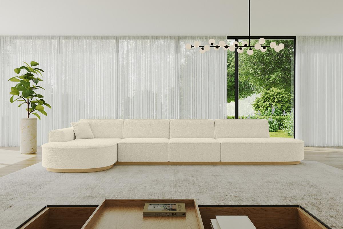 ECKSOFA Ottomane Links MARI-L3-v2 - 413x171x83 cm Beige Bouclé - Beige, Holzwerkstoff/Textil (413/171cm) - ALTDECOR