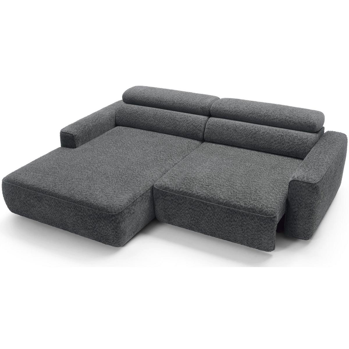 ECKSOFA Fando Dunkelgrau Chenille - Dunkelgrau/Schwarz, Kunststoff/Textil (252/182cm) - Selsey