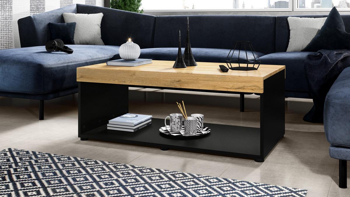 WOHNZIMMERSET Berlin Eiche Natur - Eichefarben, Holzwerkstoff (155/46/40cm) - Vladon