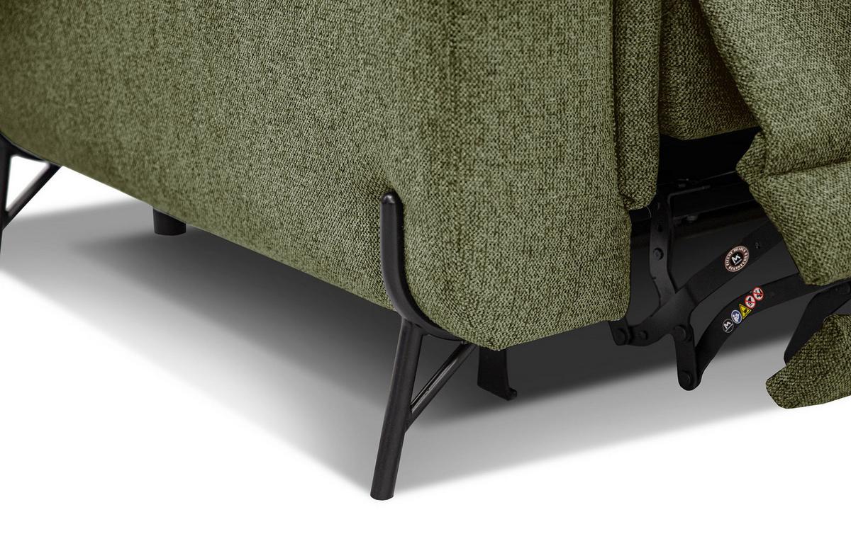 SOFA AVENA 3-Sitzer mit 1 Relaxfunktion, olivgrün - Olivgrün, Holzwerkstoff/Textil (204/80/108cm) - Wozimo