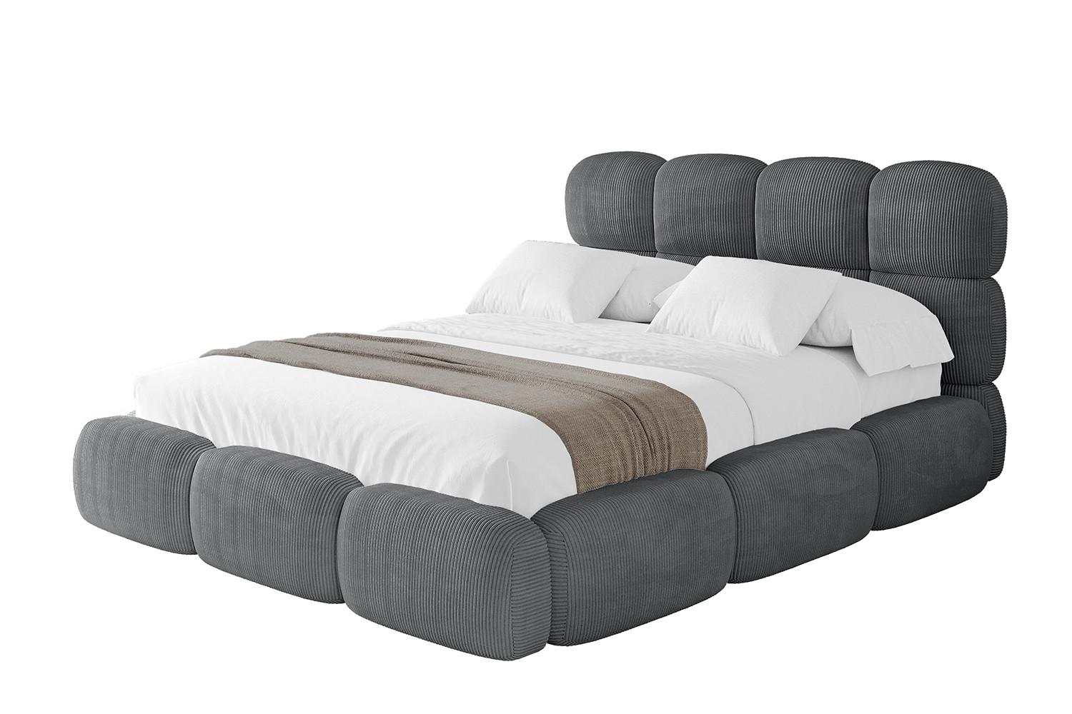 POLSTERBETT mit Bettkasten und Lattenrost, Bett mit Matratze H3/H4 - NOMA 180x200 Dunkelgrau - Anthrazit, Holzwerkstoff/Textil (180/200cm) - ALTDECOR
