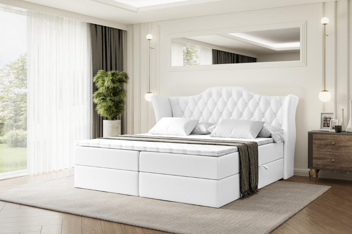 BOXBETT mit Matratze H3 und Lattenrost - VILA - 120x200 cm Weiß Hochglanz - Weiß Hochglanz, Holzwerkstoff (120/200cm) - ALTDECOR